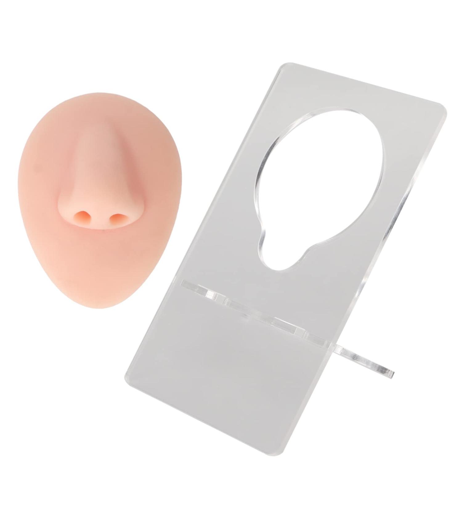 Soft Silicone Nose Model - 3D Piercing Practice Tool with Acrylic Stand | Waterproof Jewelry Display for Beauty Salons - Light Skin Color - Buy Online on GoSupps.com