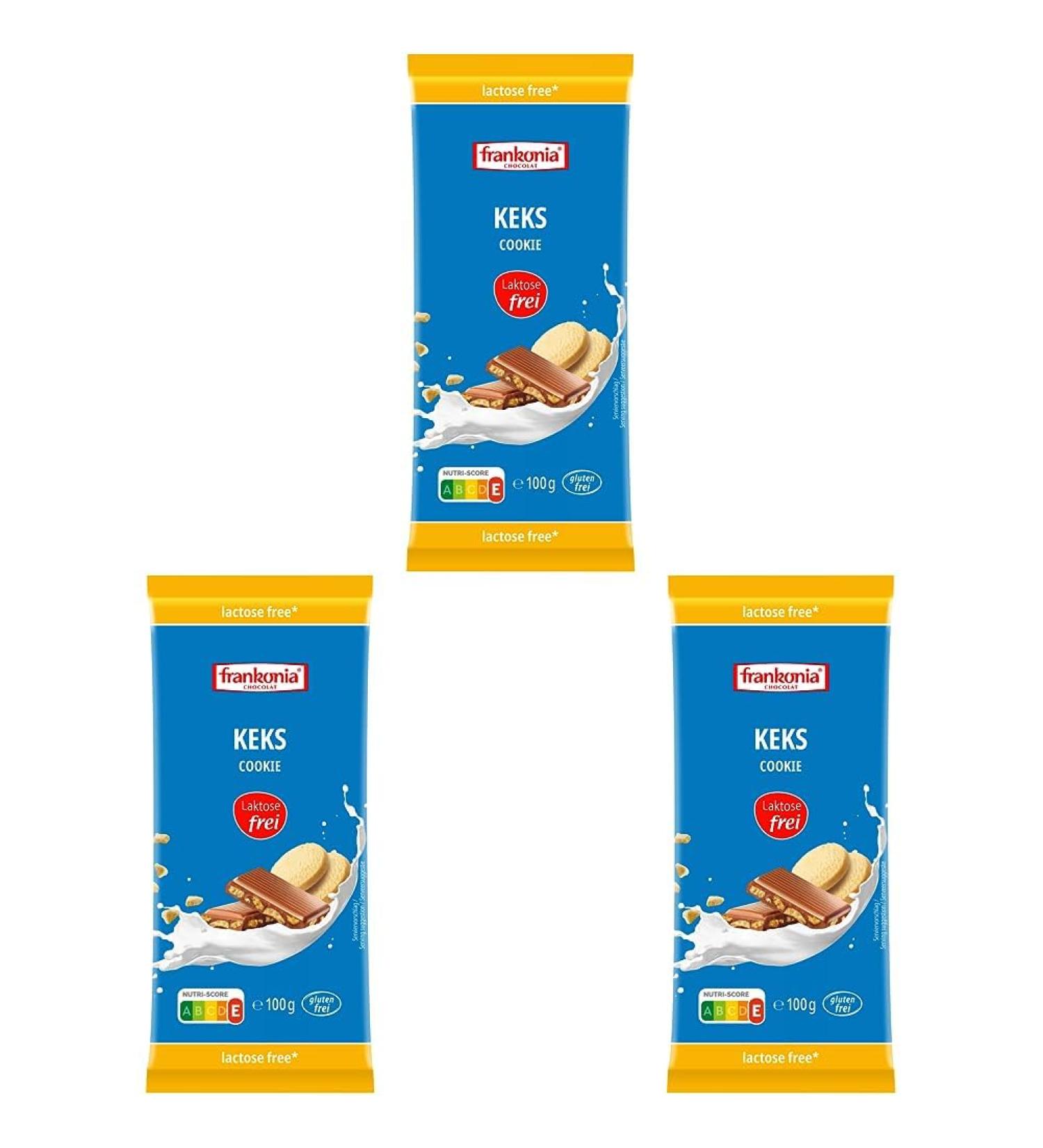 Frankonia CHOCOLAT Whole Milk Biscuit - Gluten-Free & Lactose-Free - 100g (Pack of 3) - Buy Online for International Shipping - Buy Online on GoSupps.com