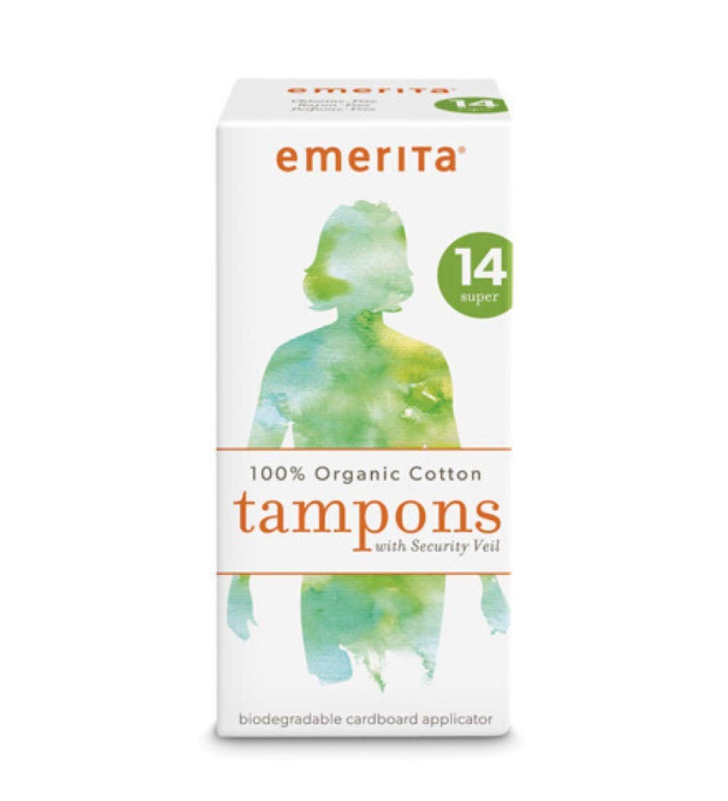 Organic Cotton Super Applicator Tampons Emerita 14 ct Box