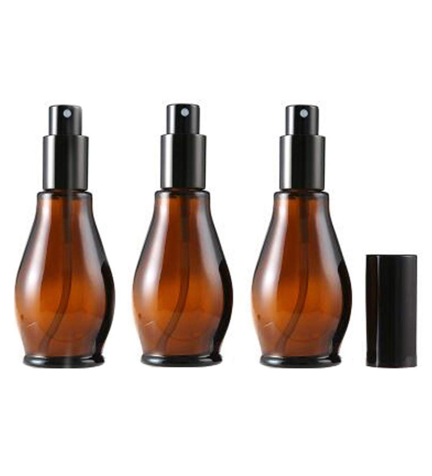 Vasana Amber Glass Spray Bottles - 50ml Fine Mist with Anti-Dust Cap | Ideal for Cosmetics Aromatherapy Essential Oils | Set of 3 - Buy Online on GoSupps.com