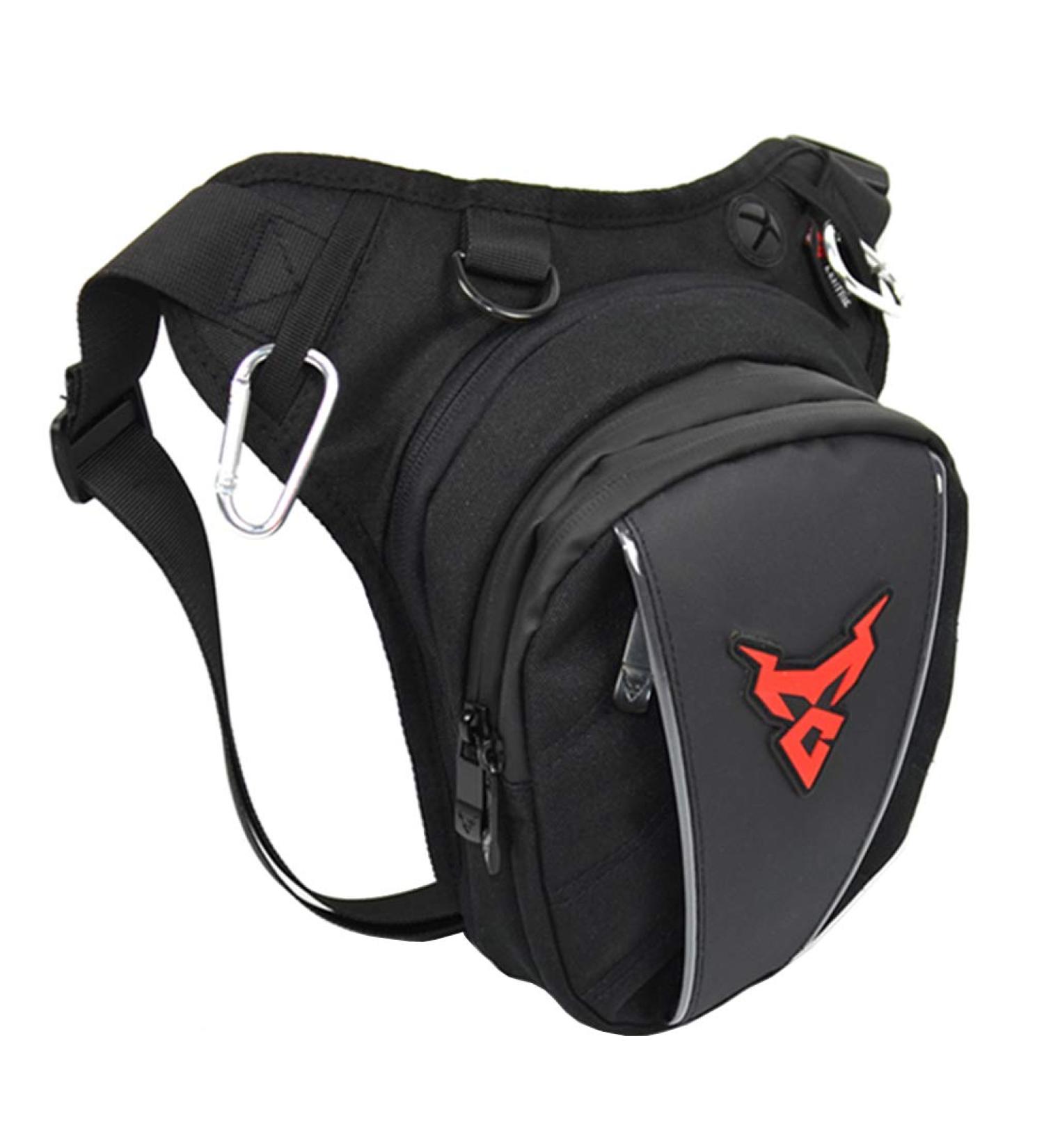 Motorcycle Drop Leg Bag - Outdoor Waist Pack for Men & Women | Black & Red #01 - Shop Now! - Buy Online on GoSupps.com