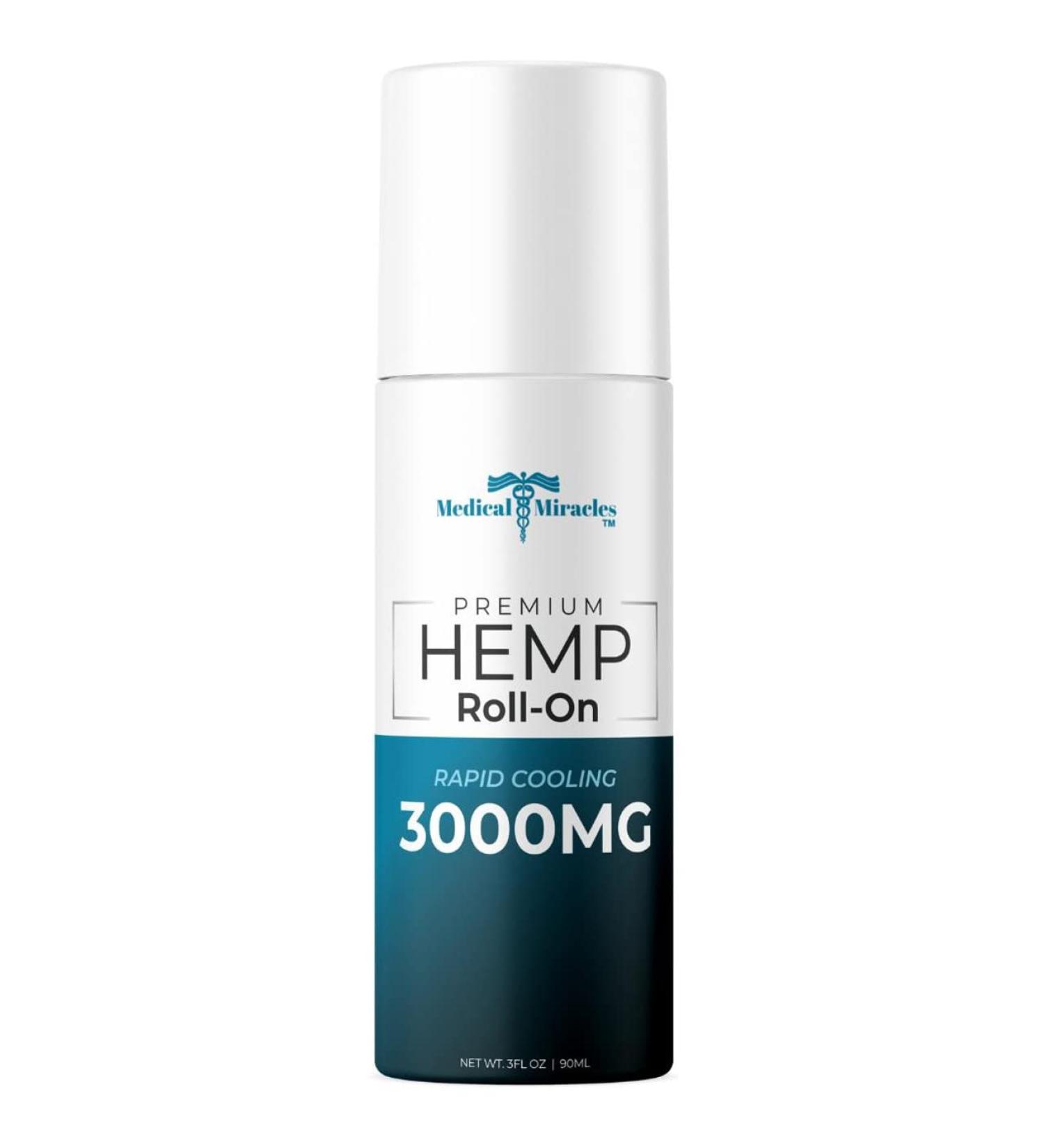 Medical Miracles Hemp Oil Roll On - Ultimate Pain Relief for Muscles Joints & More | Made in USA (3000mg - Buy Online on GoSupps.com