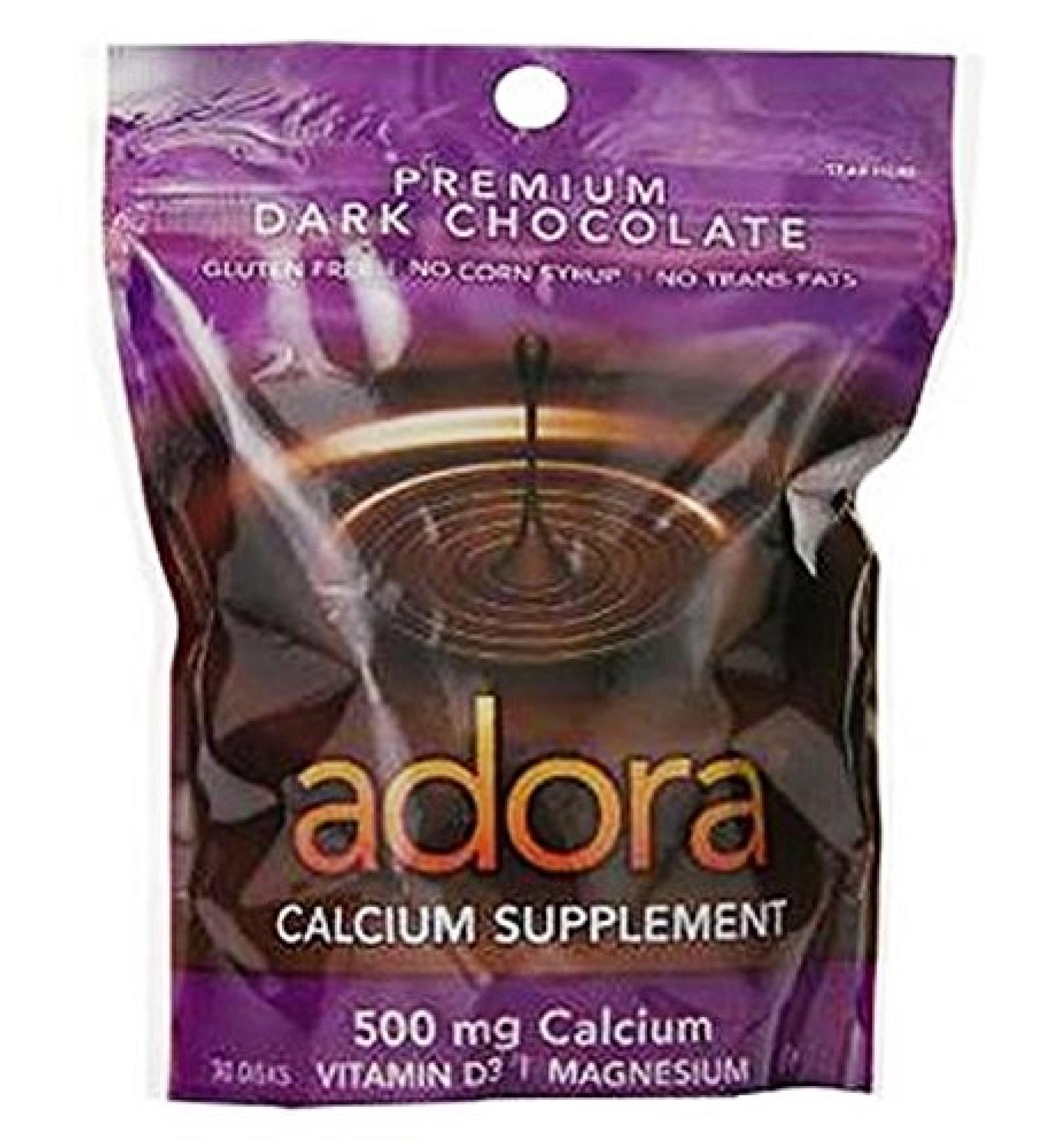 Adora Calcium Supplement Disk, Organic Dark Chocolate, 30 Count (Pack of 12)