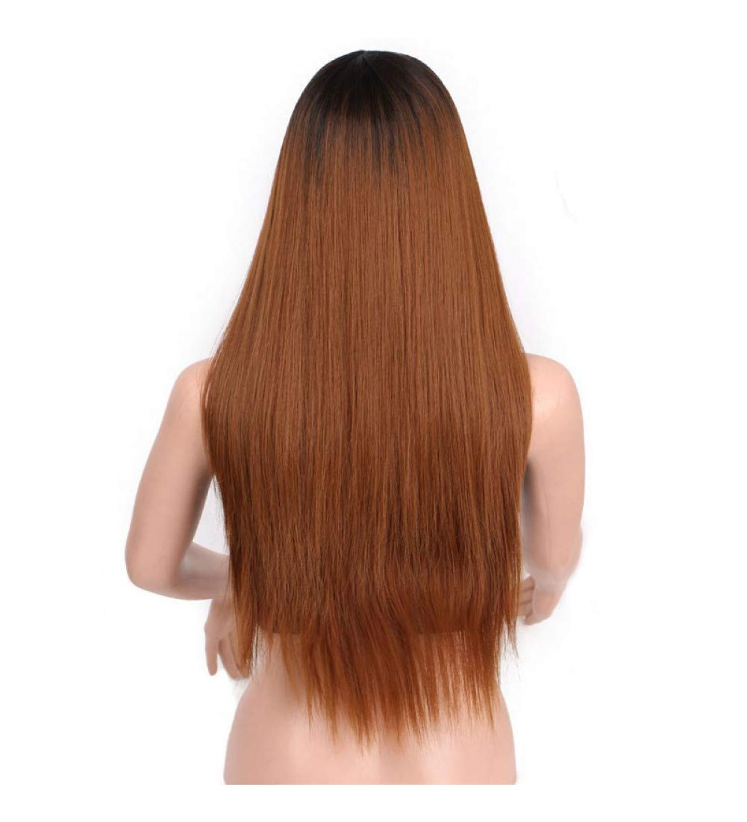 HBINGBING Long Straight Synthetic Wig Mixed Brown and Blonde Long Wigs for White/Black Women Middle Part Nature Wigs R2-30