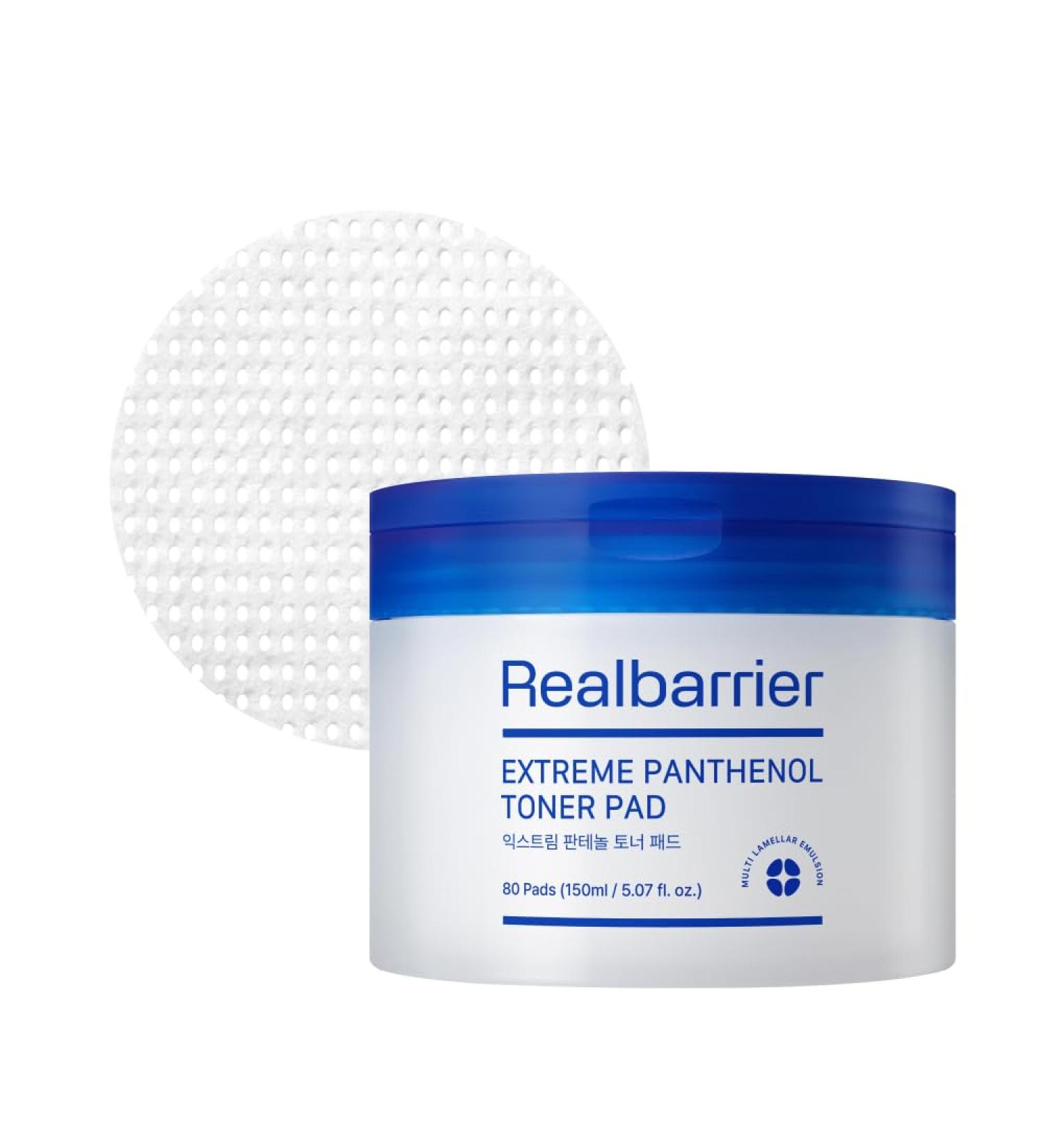 Real Barrier Extreme Panthenol Facial Toner Pads - 80 Sheets | Exfoliating & Soothing Cotton Pads for Sensitive Skin | Ceramide Skin Barrier Repair | Korean Skincare - Buy Online on GoSupps.com