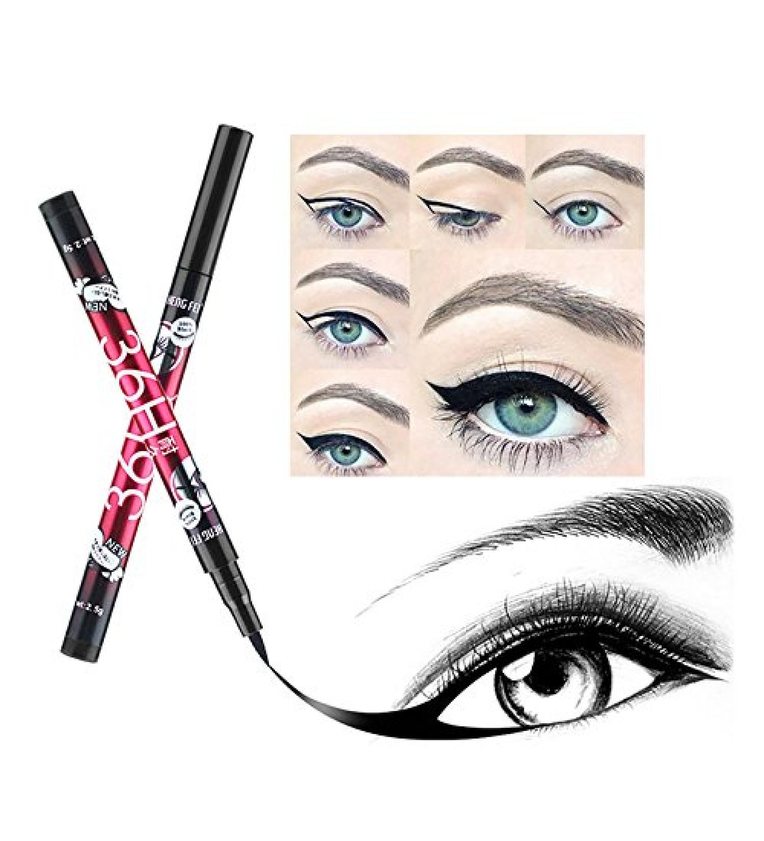 2pcs Black Waterproof Eyeliner Pencil & Liquid Pen Set, Long Lasting Natural Eye Makeup - Buy Online on GoSupps.com