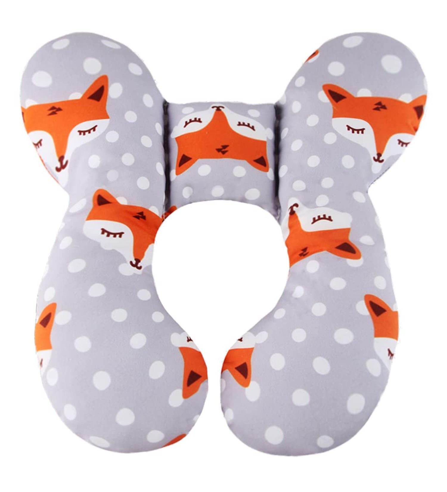 KAKIBLIN Baby Travel Pillow - Gray Fox Design - Neck and Head Support for Car Seat and Pushchair - Buy Online on GoSupps.com