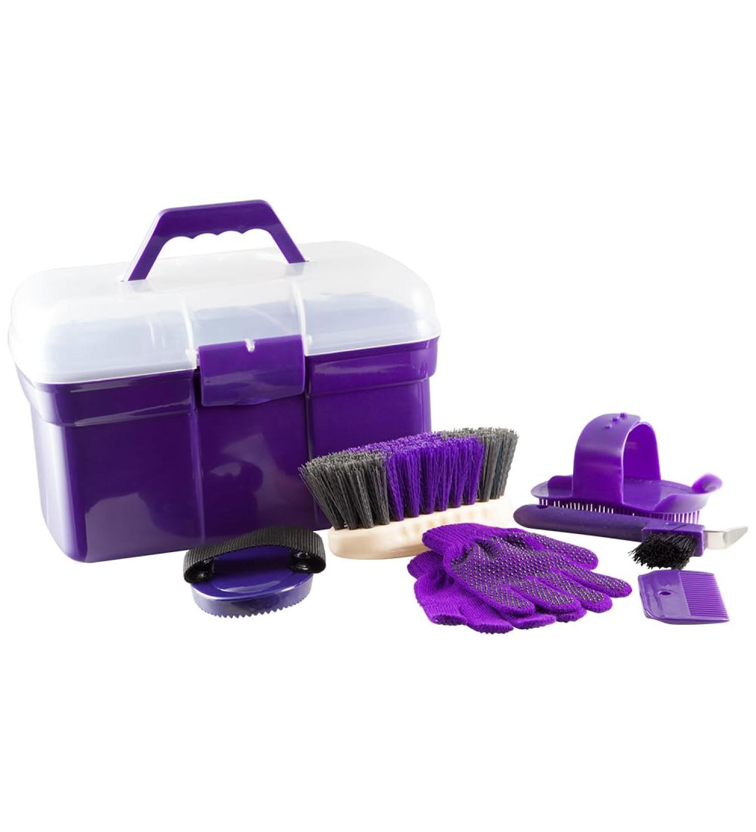 PFIFF 100576 Children's Grooming Box - 6-Piece Horse Care Kit Purple | International Shipping Available - Buy Online on GoSupps.com