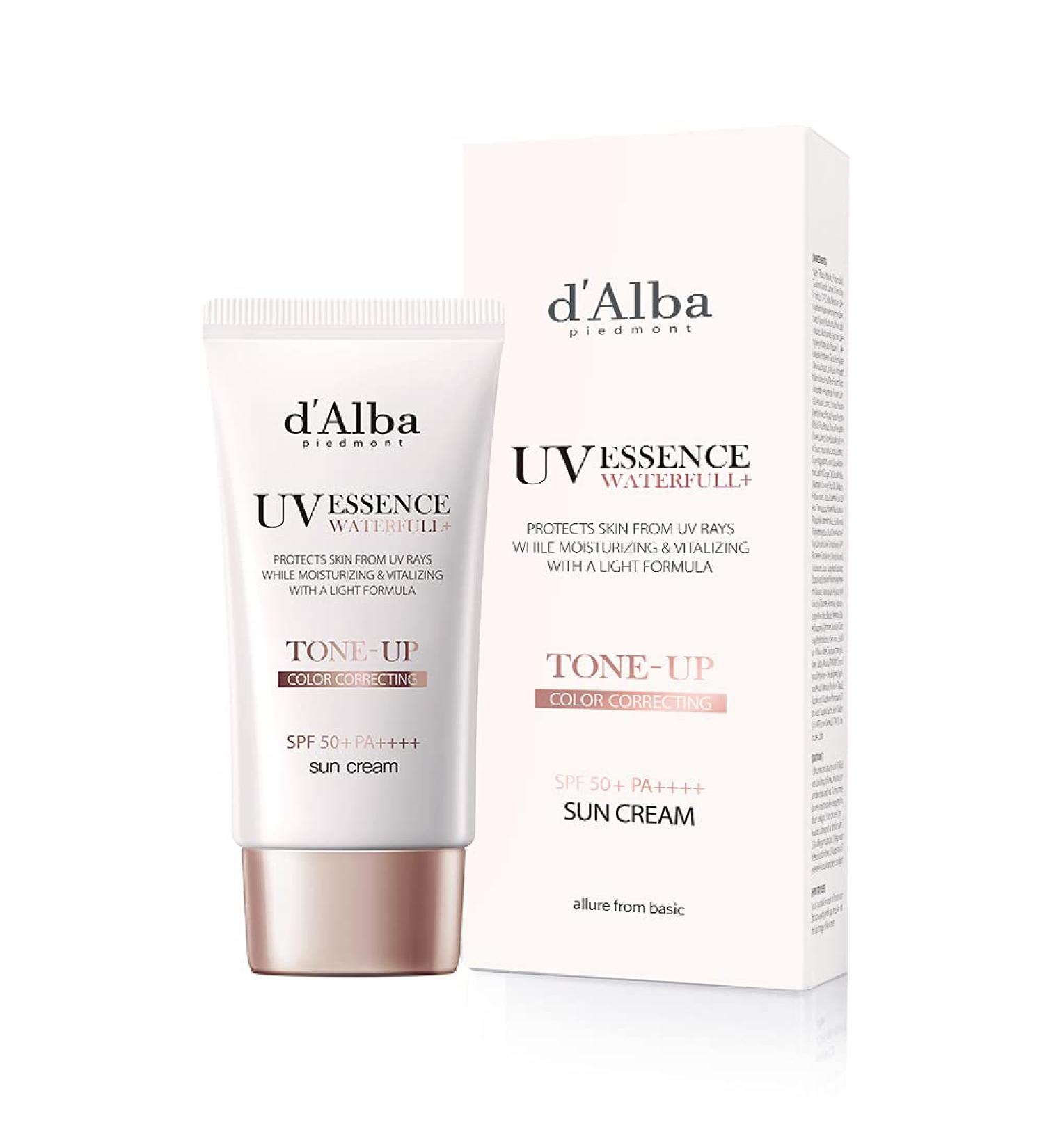 Dalba Waterfull Vegan Tone-Up Sunscreen - Natural Pink Glow Hydrating Essence SPF 50+ 1.69 fl.oz - Buy Online on GoSupps.com
