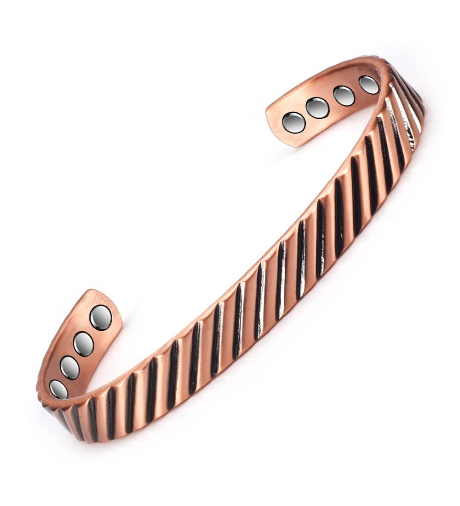 Pure Copper Bracelet 16.5cm with 6 Magnets | Solid Copper Health Gift for Women - International Shipping Available - Buy Online on GoSupps.com