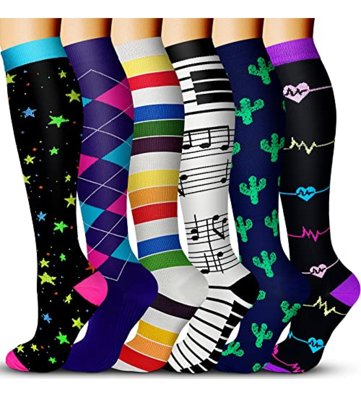 QUXIANG Compression Socks 15-20 mmHg for Women & Men - Medical Grade for Running, Nursing, Travel - Large-X-Large, 015 Black/Blue/Red/Green/White/Pink - Buy Online on GoSupps.com