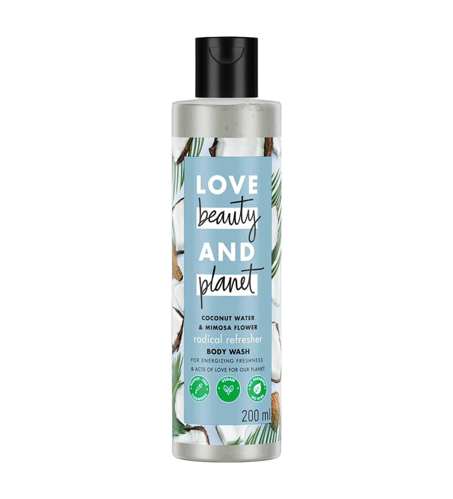 Refreshing Body Wash 200 ml with Natural Coconut Water & Mimosa Flower Hydrating Sulfate Free Paraben Free-Liquid Shower Gel