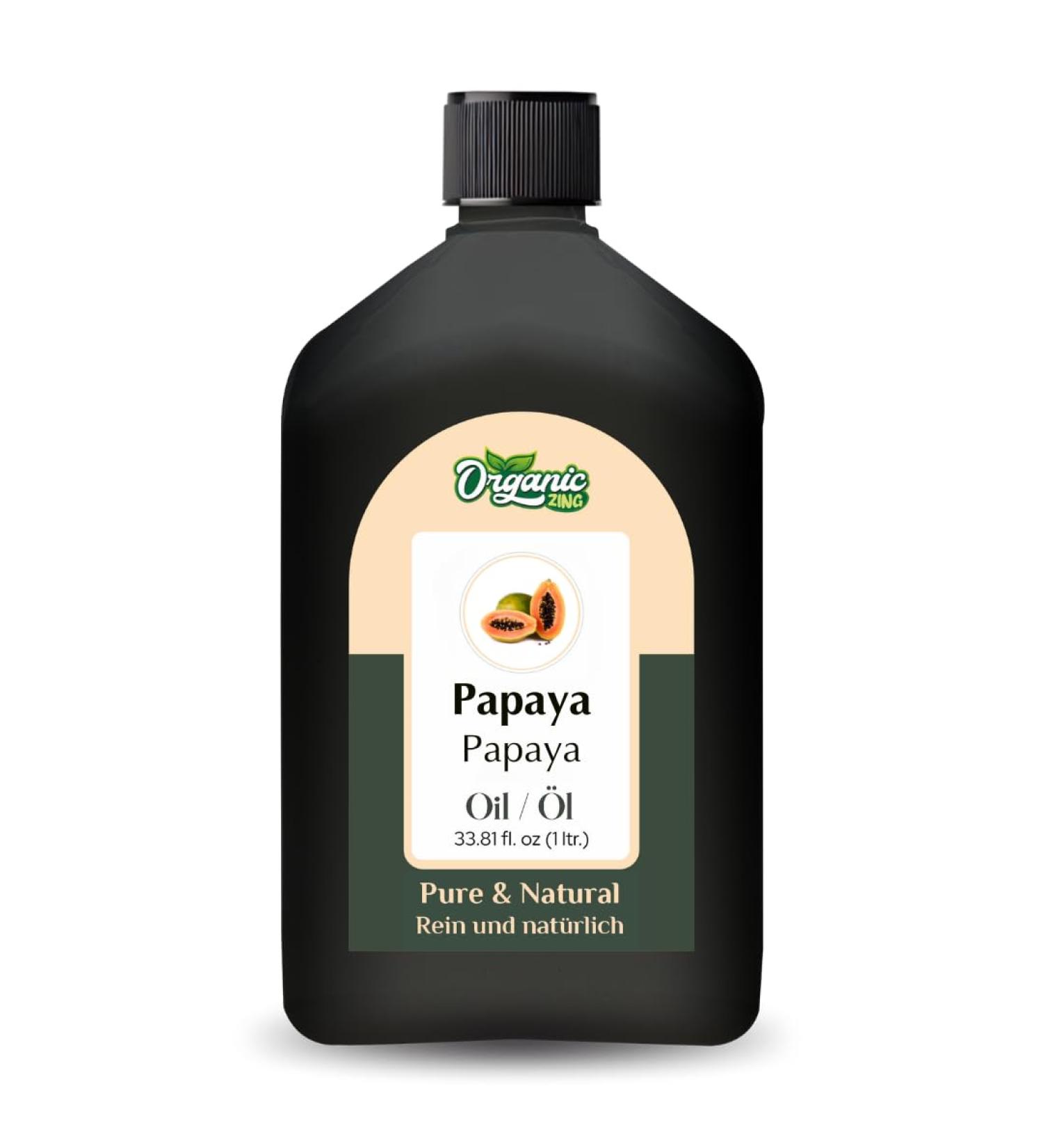 ORGANIC ZING Organic Zing Papaya Oil (Carica Papaya) - Pure and natural carrier oil for massage skin care and hair care - 1000 ml