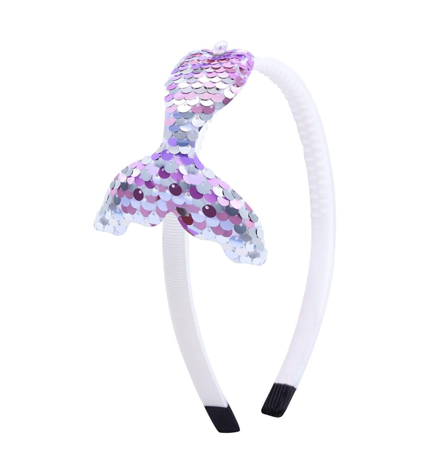 Totelux Mermaid Headband - Reversible Fish Tail Hair Hoop with Pearl for Women & Girls - Light Purple - Buy Online on GoSupps.com
