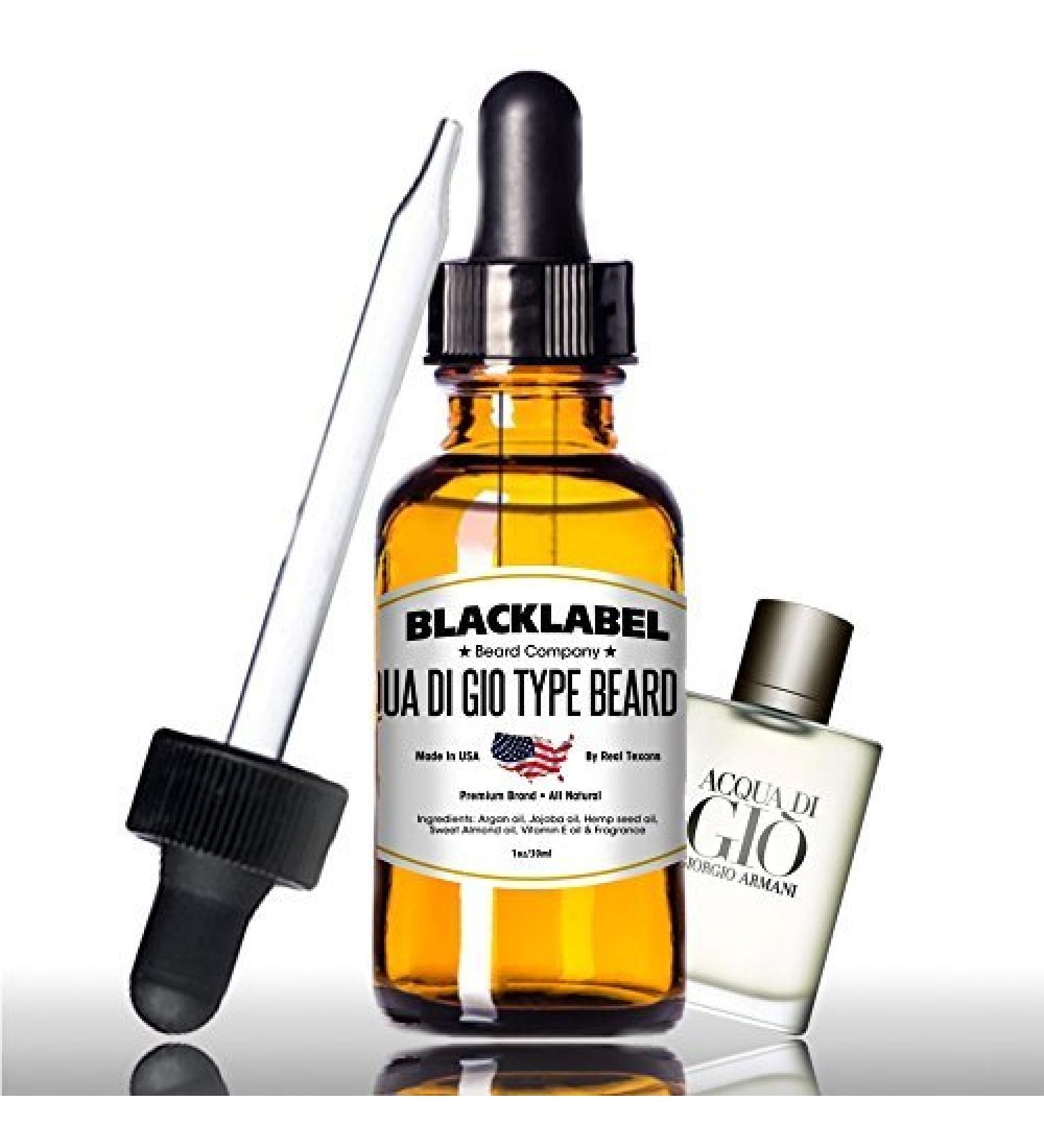BLACKLABEL Aqua Di Gio Cologne Type Beard Oil Softener 100% Pure Natural Organic Lightweight & Not Greasy Leave in Conditioner Moisturizes Skin Keeps Beard Groomed Shiny Fresh. 1 Ounce (Pack of 1) Aqua Di Gio Type