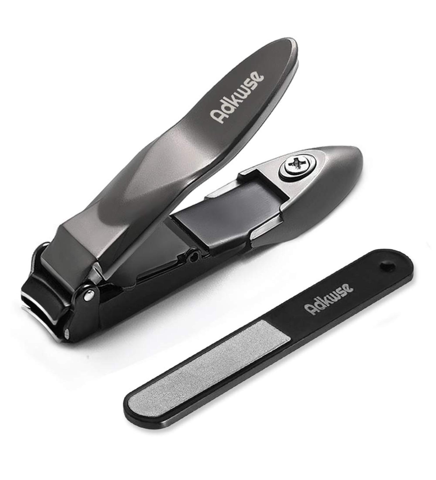 Adknic Nail Clips for Men - Large Professional Stainless Steel Nail Clipper with Container | No Mess Nail Cutter & Fingernail Care (Black) - Buy Online on GoSupps.com