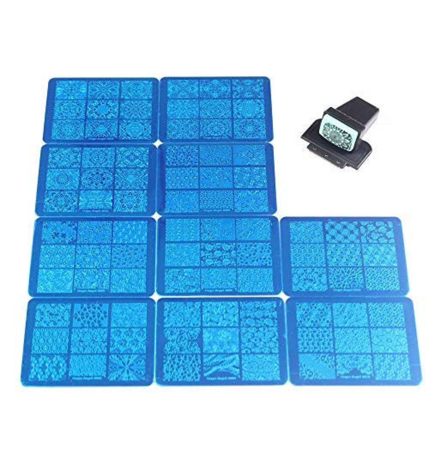 Finger Angel 10-Piece Nail Art Stencil Set | Mixed Designs & Flower Patterns for Creative Nail Art - 8x6 cm - Buy Online on GoSupps.com