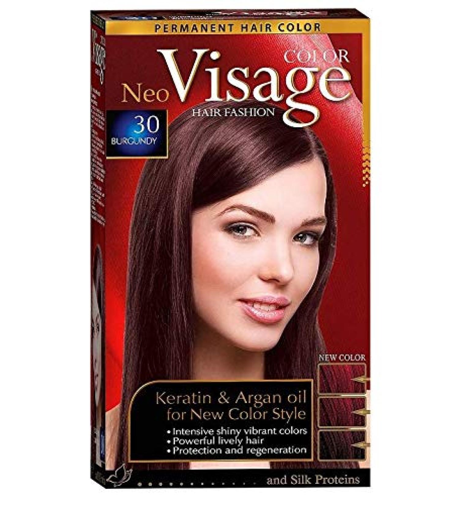 Visage Hair Fashion Permanent Hair Color 30 Burgundy Permanent Hair Color Cream with Keratin and Argan Oil - Buy Online on GoSupps.com