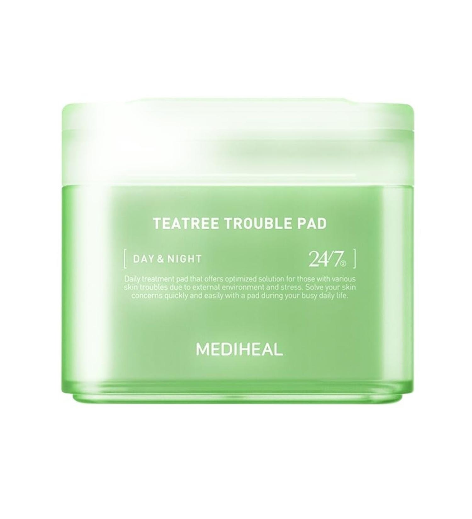 MEDIHEAL Teatree Trouble Facial Toner Pads with Tea Tree & Lactobacillus - Soothing Cotton Pads for Sensitive & Acne Prone Skin - Vegan Face Gauze 100 Pads - Buy Online on GoSupps.com