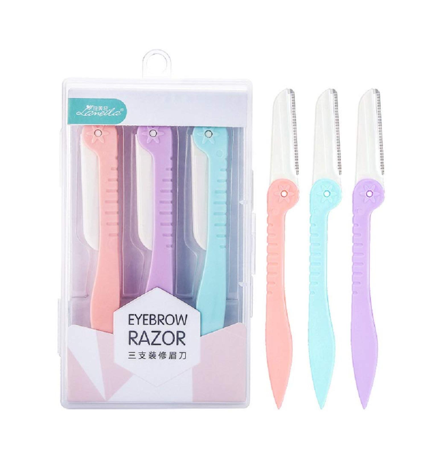 Shop 3-Piece Women's Facial Shaver - Eyebrow Trimmer & Hair Remover (Pink Blue Purple) | International Shipping Available - Buy Online on GoSupps.com