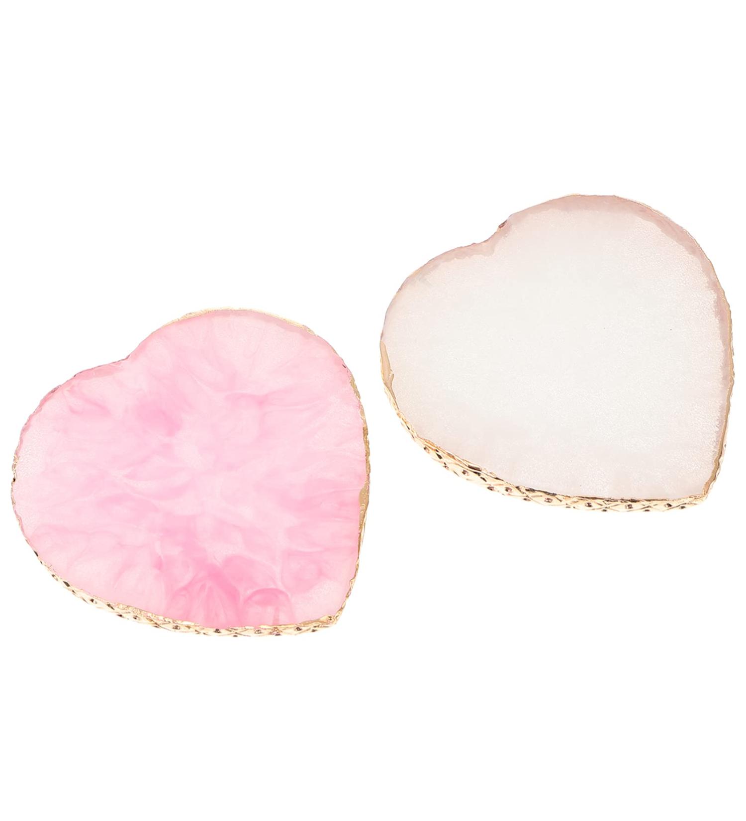 Lurrose 2Pcs Heart Shape Resin Agate Makeup Palette - Ideal for Nail Art & Foundation Mixing | International Shipping - Buy Online on GoSupps.com