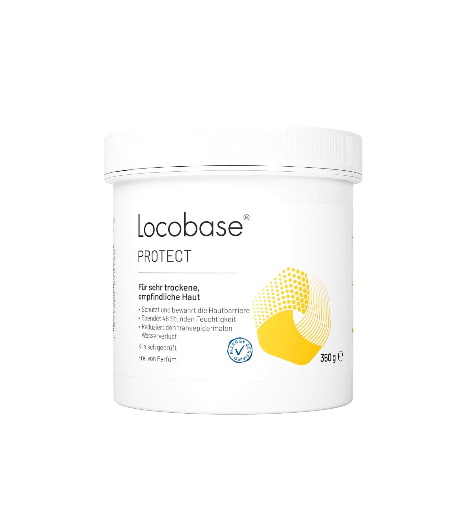  Locobase Locobase Protect Creme - 48-hour moisturizing cream for dry and irritated skin - Body and face care - Strengthens the skin barrier - Fragrance-free - For the whole family - 350 g - Buy Online on GoSupps.com