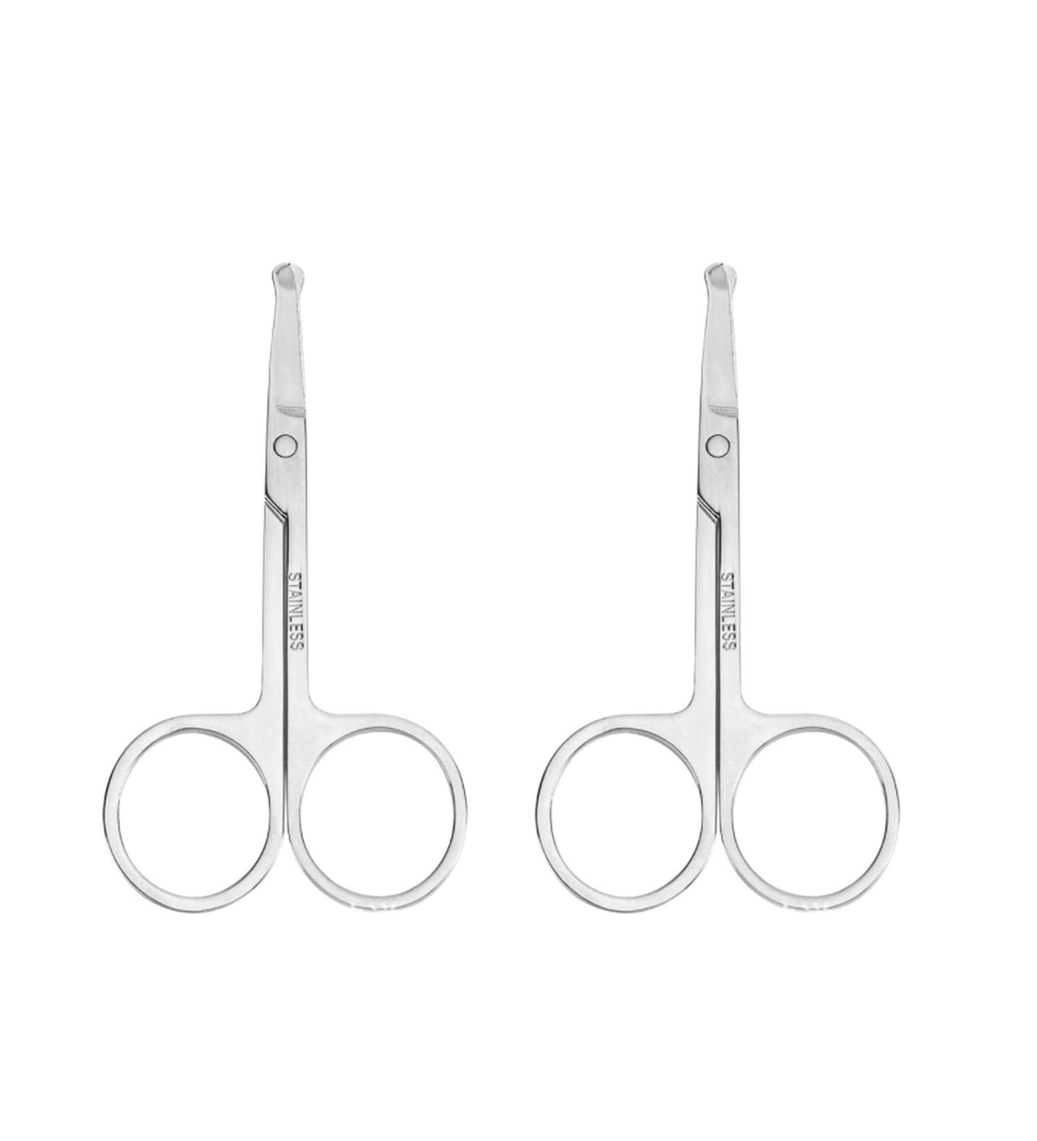 Professional Little Hair Shears for Ears & Noses - 2 Piece Set with Curved Safety Blades & Rounded Tip for Precise Trimming (Silver) - Buy Online on GoSupps.com