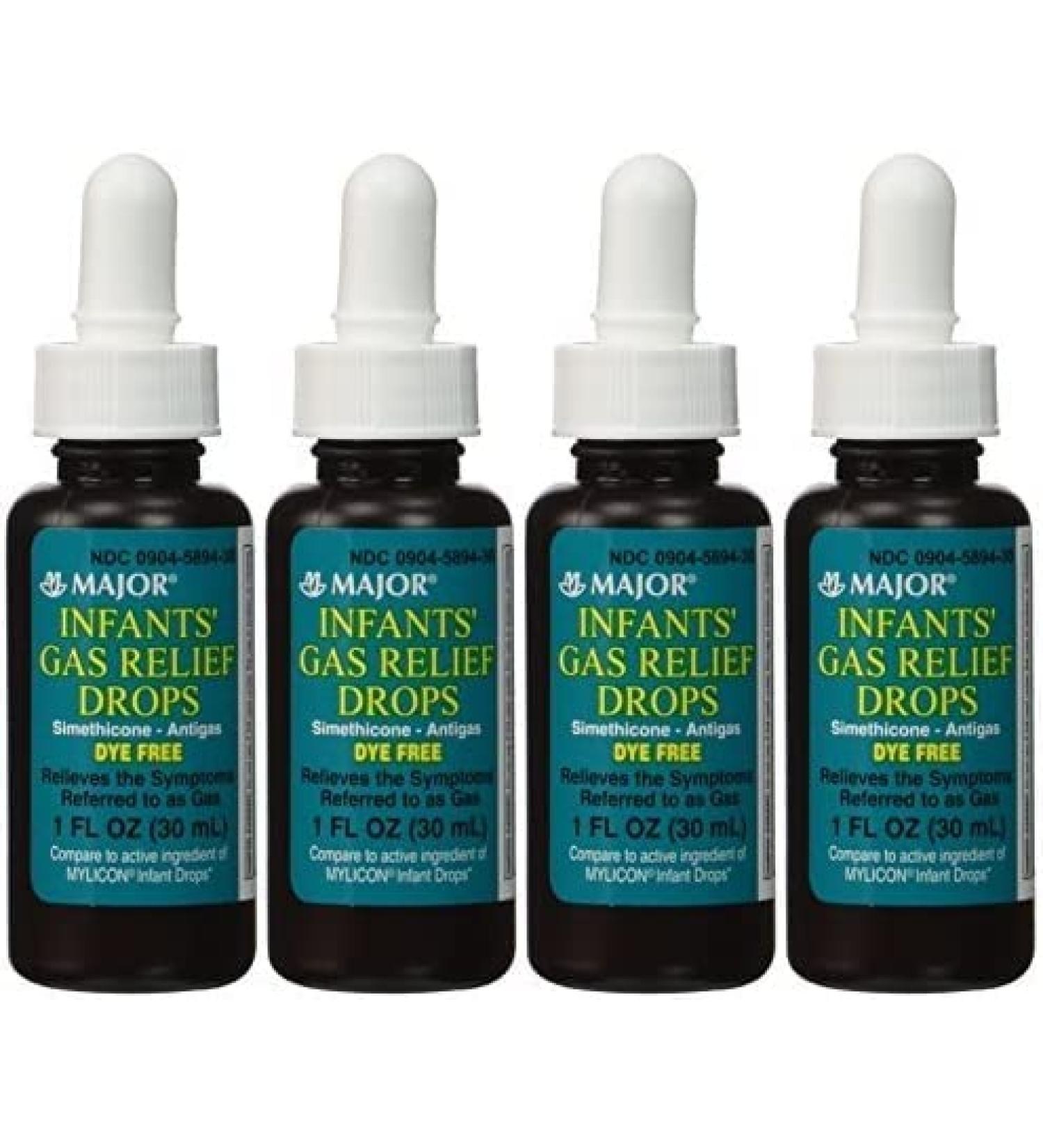 Gas Relief Drops for Newborns, Infants & Children - Simethicone 20mg/0.3ml - Dye Free - 1 Fl Oz (Pack of 4) - Buy Online on GoSupps.com