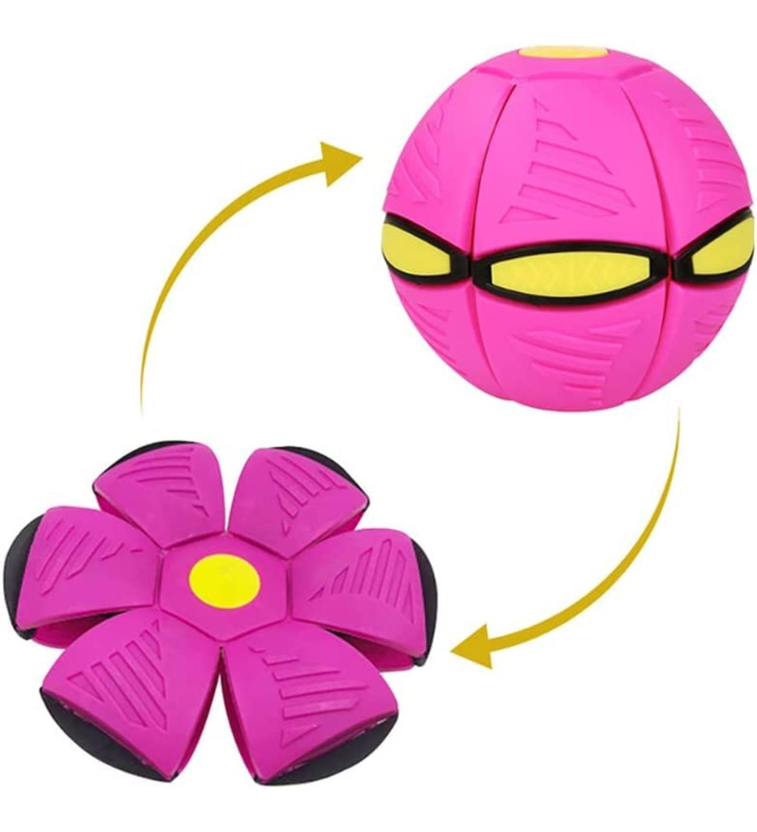 WACURRENTHYD New UFO Pet Flying Saucer Ball Portable Flying Toys Creative Fly Saucer Stomp Magic Balls Magic Frisbee Dog Toy Ball Fun Puppy Interactive Flying Flat Throw Disc Balls Toy (Pink) - Buy Online on GoSupps.com
