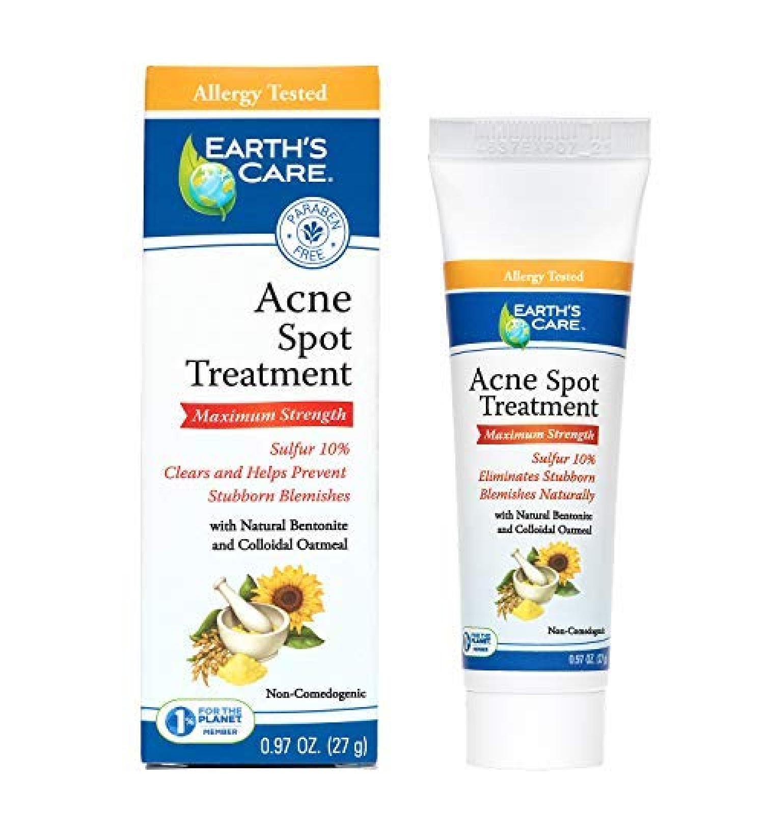 Earth's Care Acne Spot Treatment - 10% Sulfur Cream for Cystic Acne, Pimples & Blackheads (0.97 OZ) - Buy Online on GoSupps.com