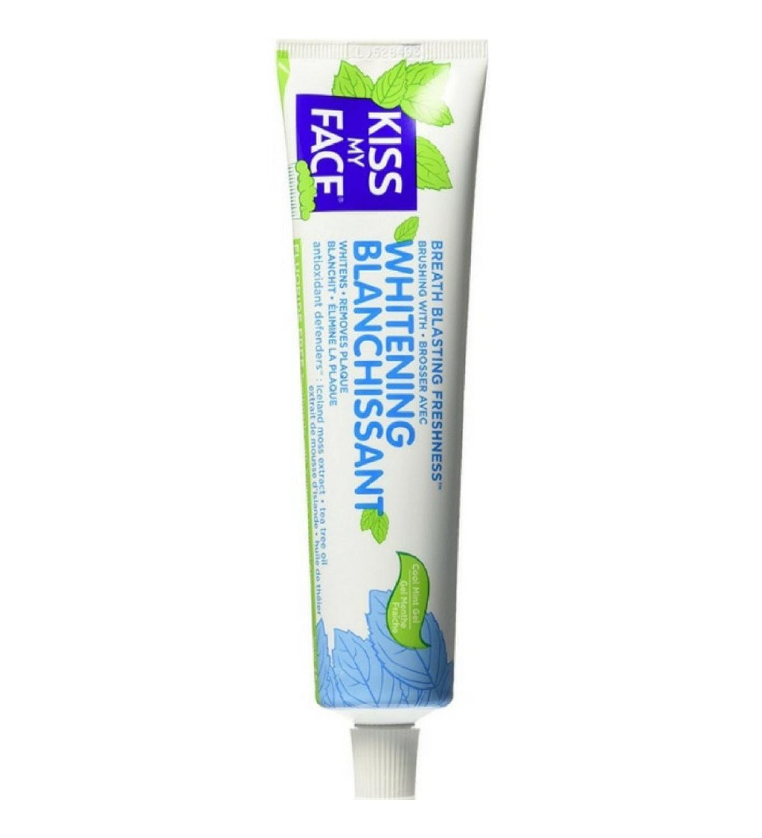 Kiss My Face Fluoride Free Natural Aloe Teeth Whitening Toothpaste with Xylitol Cool Mint 4.5 Oz