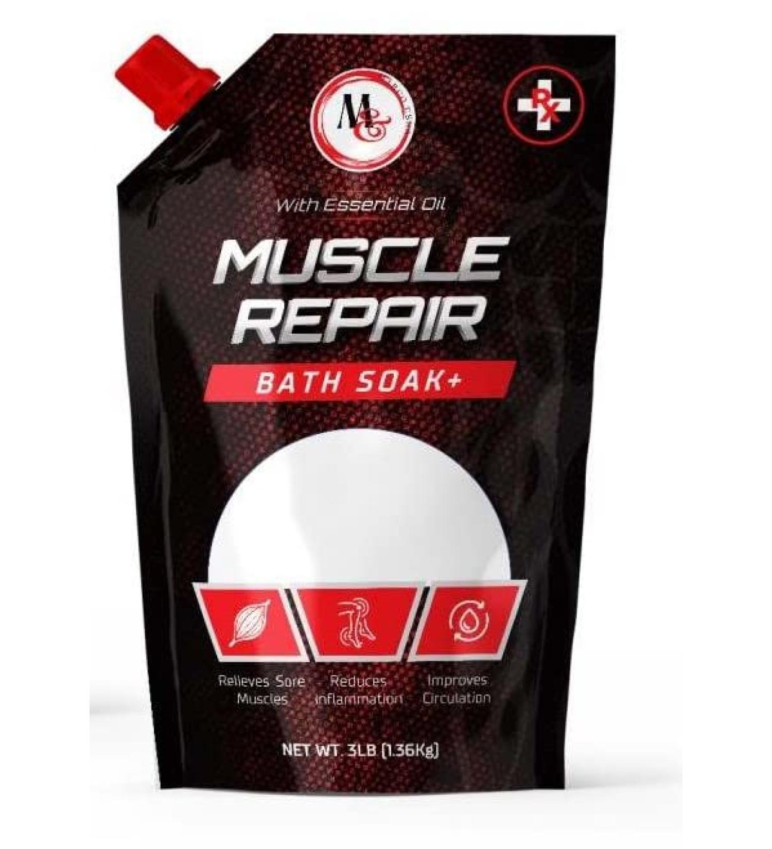 Muscle Repair Bath Soak with Essential Oils - Dead Sea Bath Salts for Relief, Recovery, and Relaxation - 3 lb - Buy Online on GoSupps.com