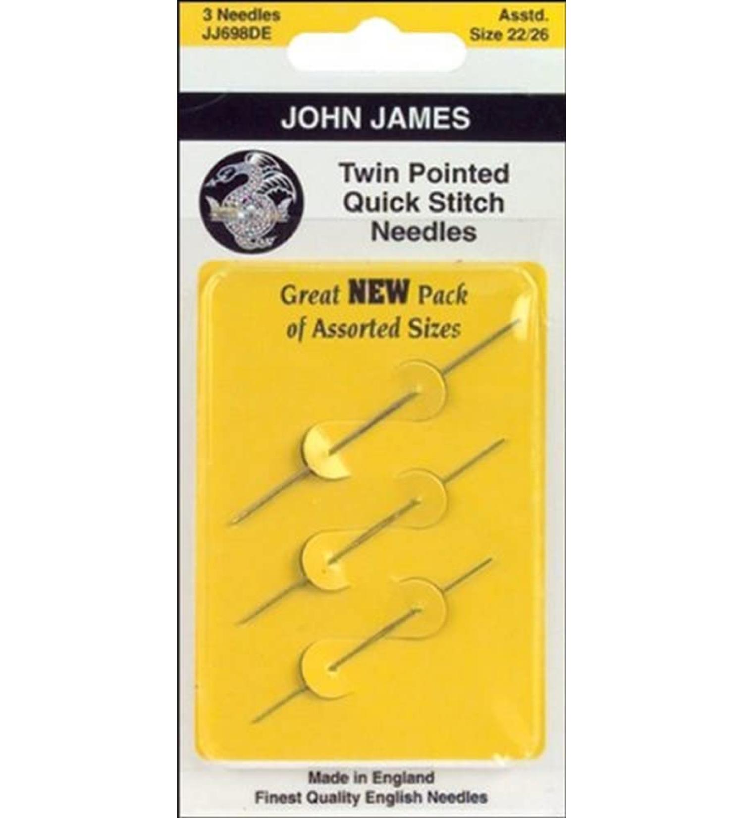 Colonial Needle Twin Pointed Quick Stitch Tapestry Hand Needles, Size 24, 3-Pack