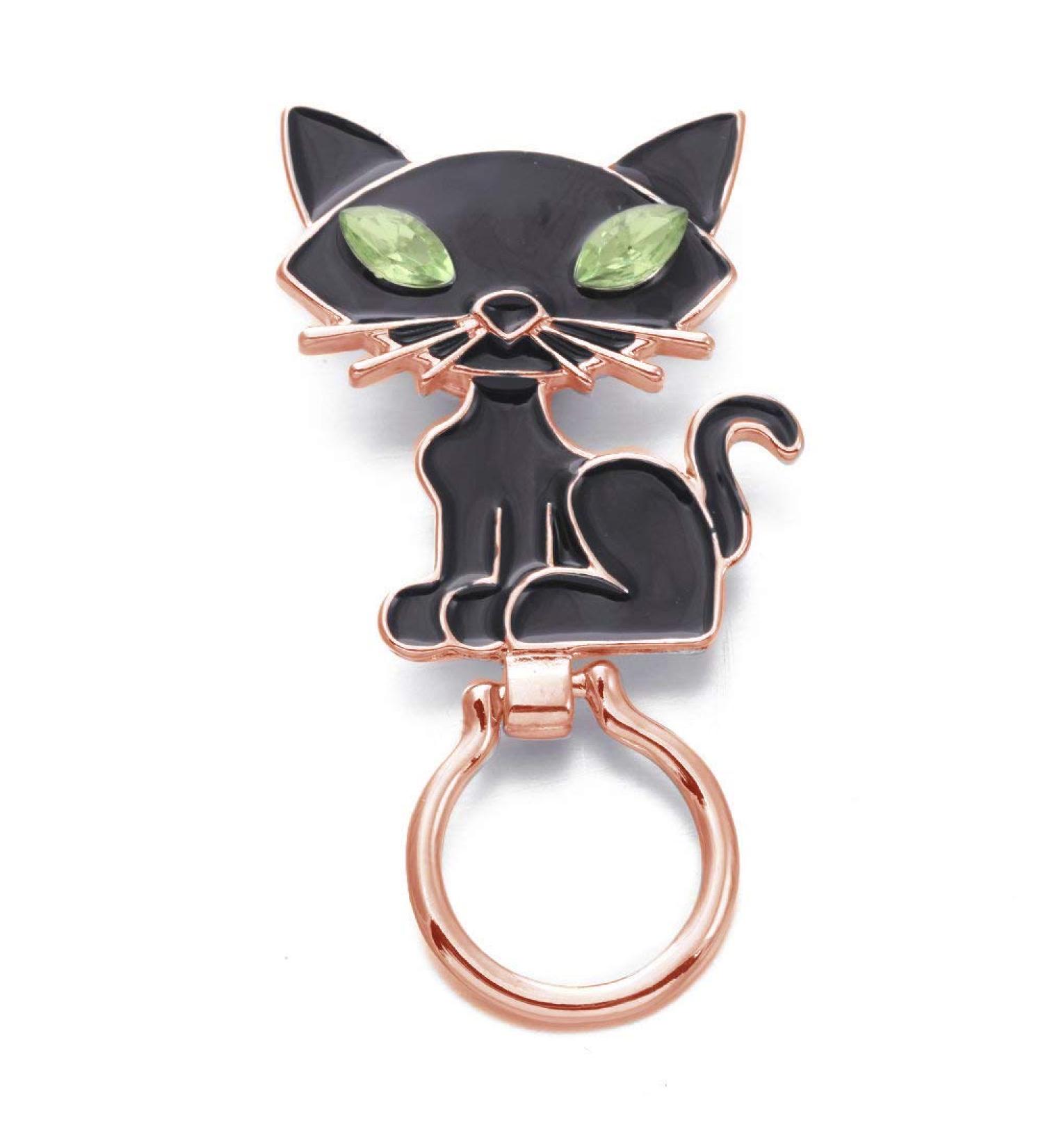 Cute Cat Magnetic Eyeglass Holder | Unisex Adult | Black Rose-Gold Plated Base | International Shipping - Buy Online on GoSupps.com