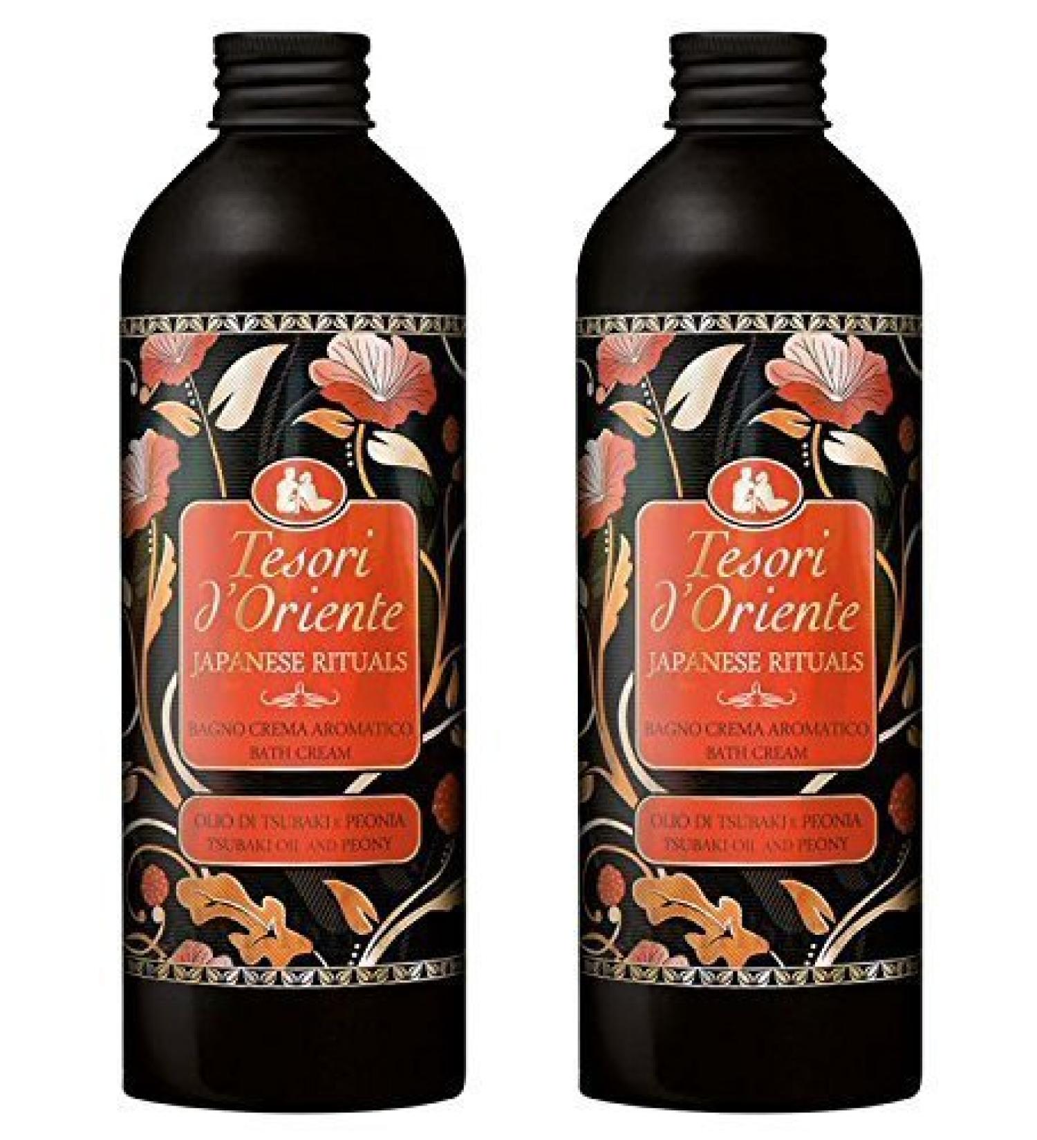 Tesori d'Oriente: "Japanese Rituals" Bath Cream with Tsubaki Oil and Peony 16.9 Fluid Ounce (500ml) Bottles (Pack of 2) Italian Import