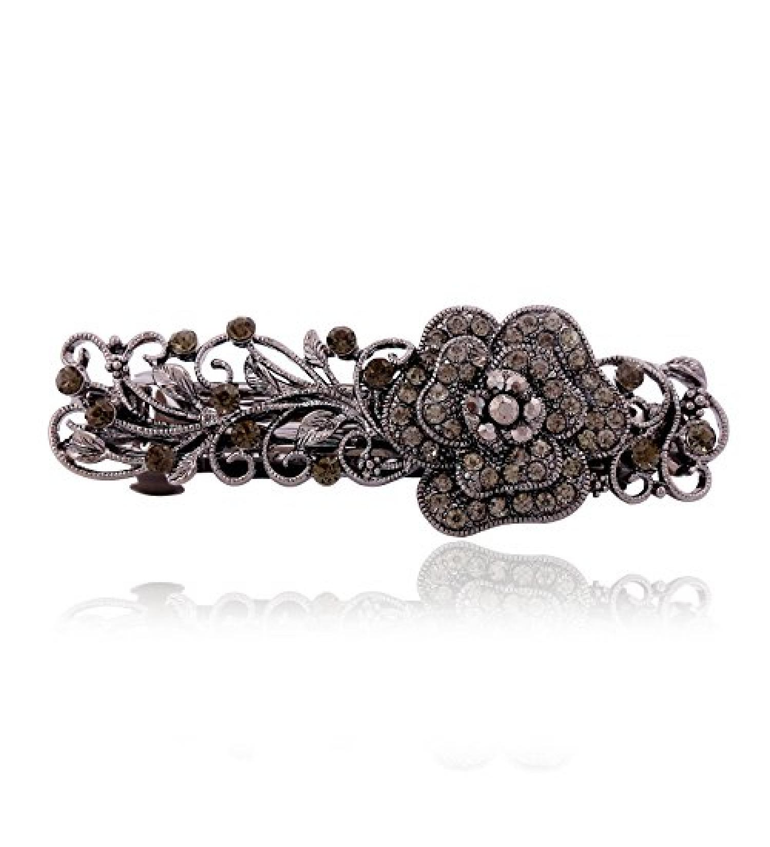 IPINK Gray Metal Flower French Clip Barrette - Stylish Hair Accessory - Buy Online on GoSupps.com