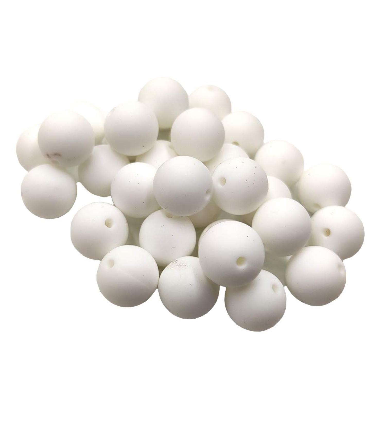100pcs Snow White Silicone Round Beads - 15mm Sensory Pearl Beads for DIY Jewelry Making - Buy Online on GoSupps.com