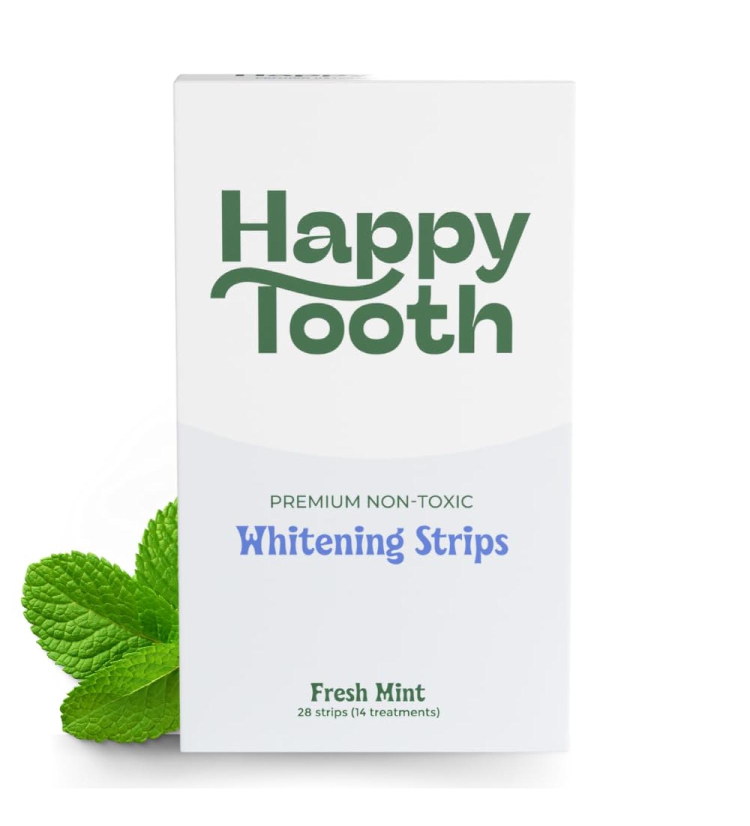 Happy Tooth Natural Teeth Whitening Kit - Sensitive Teeth Strips - Enamel Safe Dentist Recommended - 28 Fresh Mint Strips (14 Treatments - Buy Online on GoSupps.com