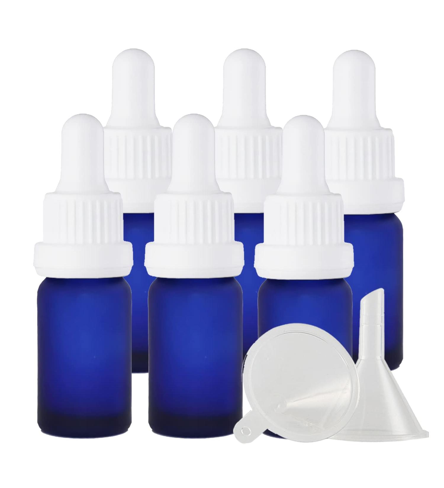 Zeoabsy 10ml Frosted Blue Glass Pipette Bottles - Set of 6 for Essential Oils & Aromatherapy - Empty Drip Bottles with White Lock Ring - Buy Online on GoSupps.com