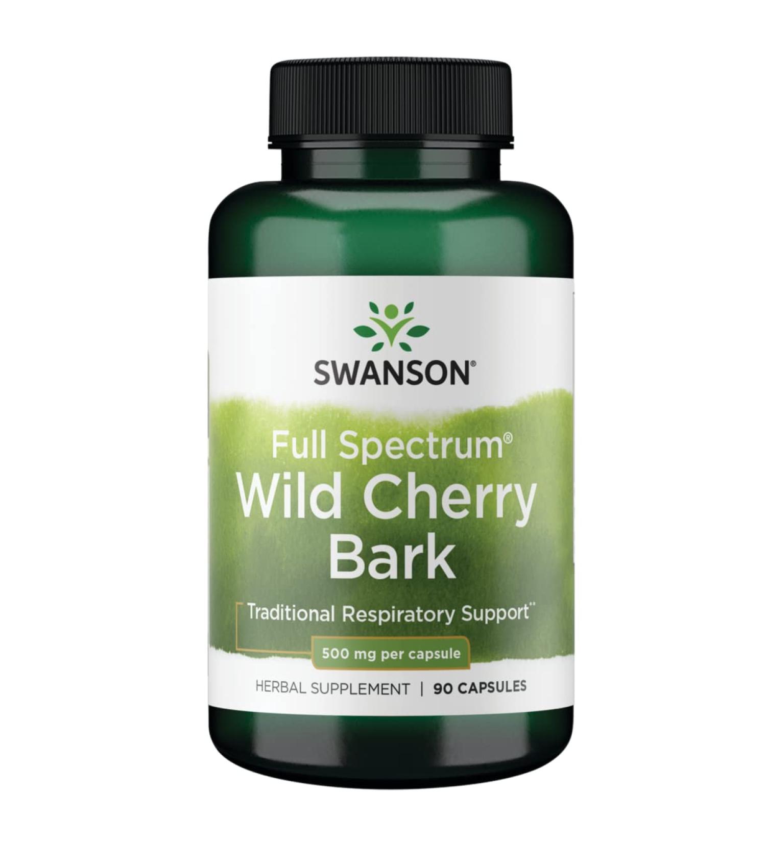 Swanson Wild Cherry Bark Respiratory System Support Capsules 500mg (90 Count) - Buy Online on GoSupps.com