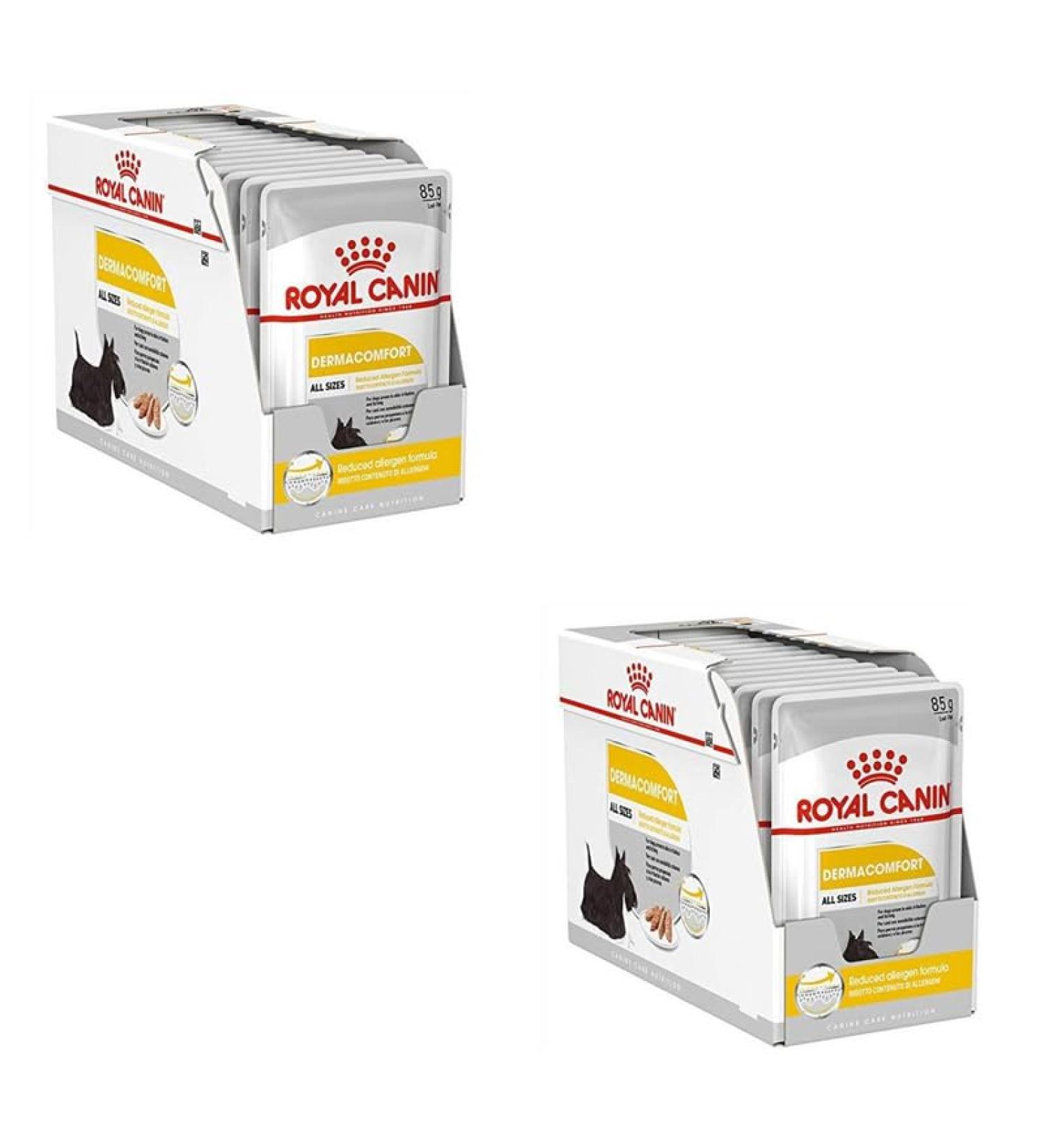 Royal Canin Dermacomfort Mousse for Dogs | Double Pack | 2 x 12 x 85g | Wet Food for Sensitive Skin | Omega-3 & Omega-6 Fatty Acids | 2.04kg - Buy Online on GoSupps.com