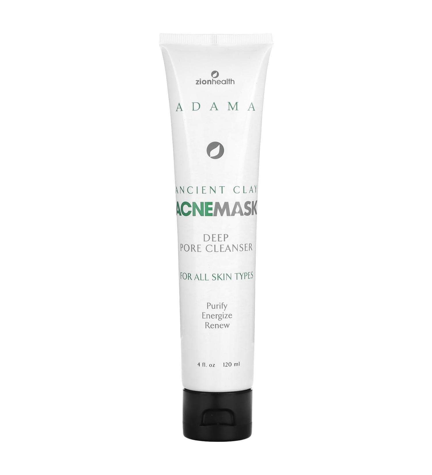 Zion Health Adama Ancient Clay Acne Mask Deep Pore Cleanser 4 oz Cream