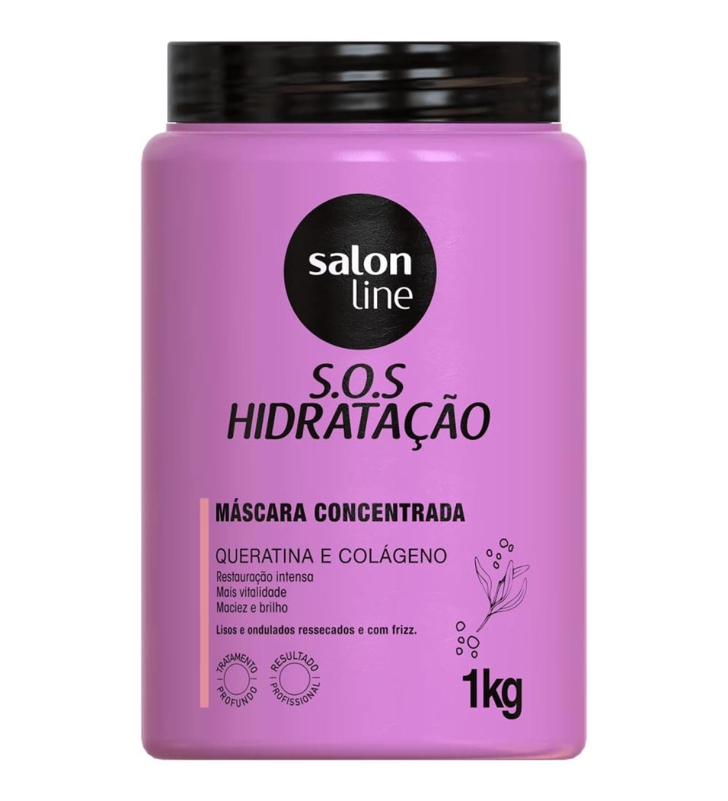 Salon Line Linha Tratamento (SOS Hidratacao) Mascara Bio-Reconstrucao Fortalecedora 1000 Gr - (Strenghtening Bioreconstruction Moisturizing Mask Net 35.3 Oz)