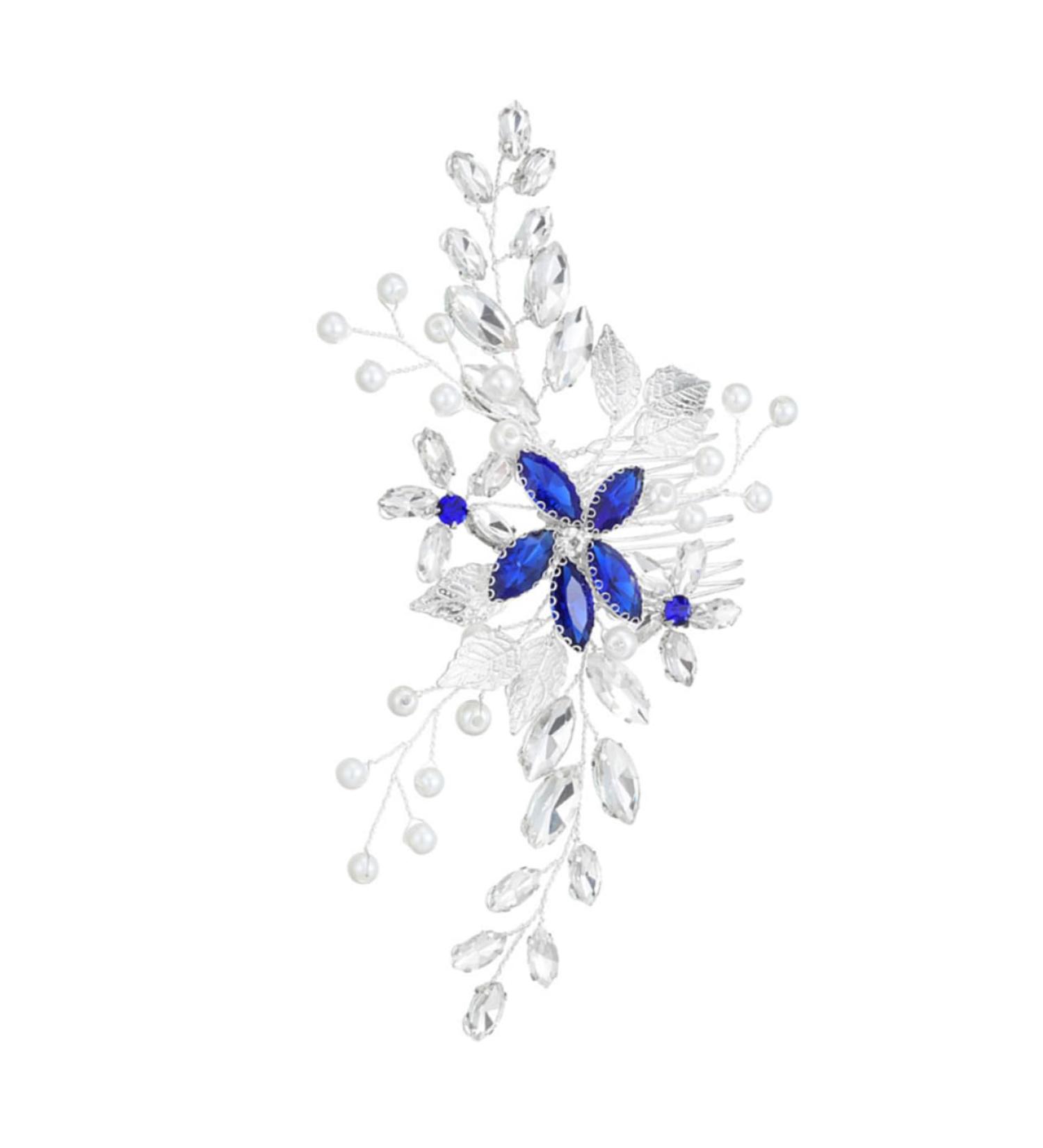 MAGICLULU Artificial Pearl Headdress Rhinestone Hair Accessories Elegant Photo Props Flower Design Hair Comb Bridal Hair Decoration - Buy Online on GoSupps.com