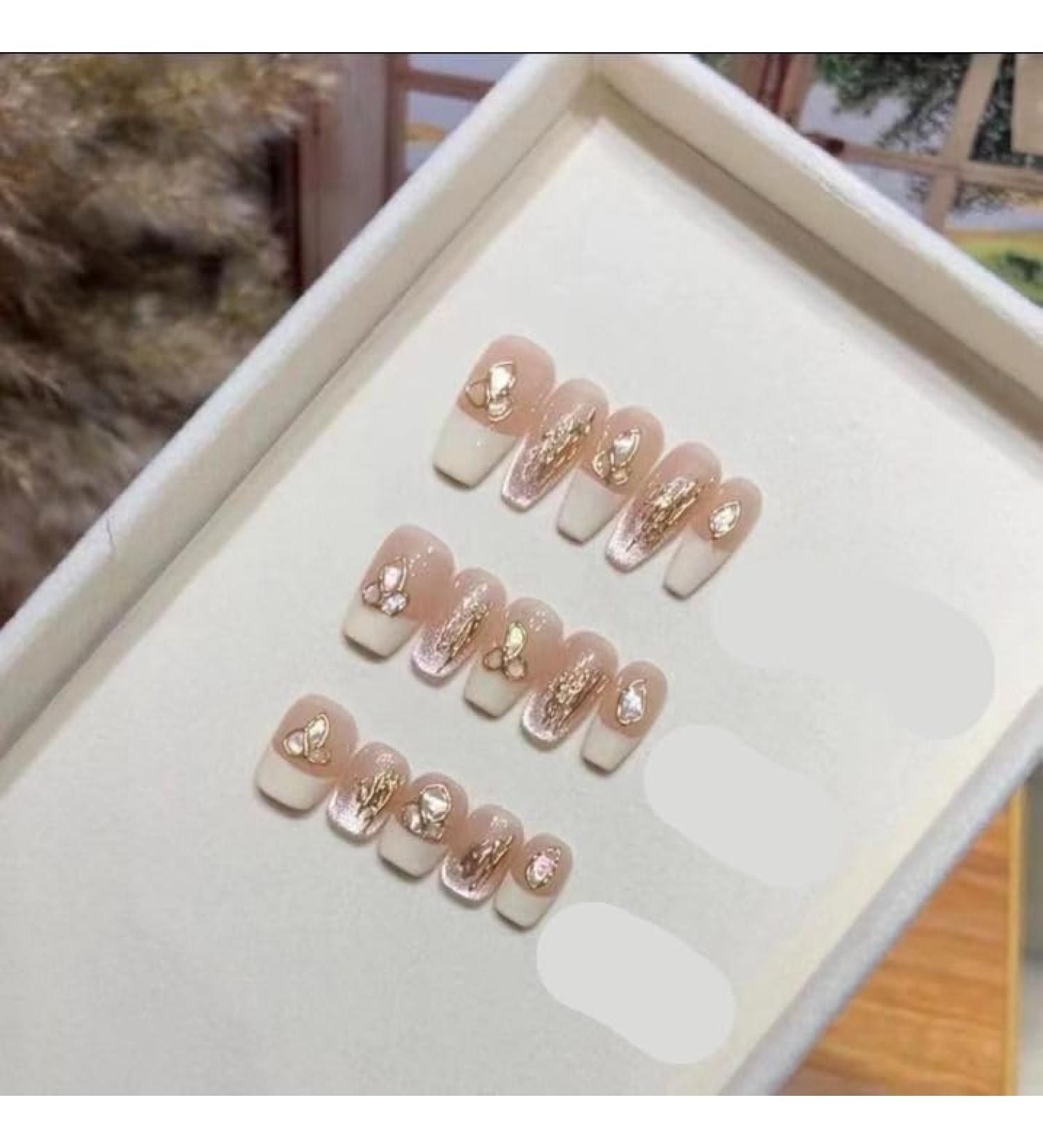 Handmade Nail Polish Patches Fake Nails Pink Color reusable (Color : Short ladder Size : S) - Buy Online on GoSupps.com