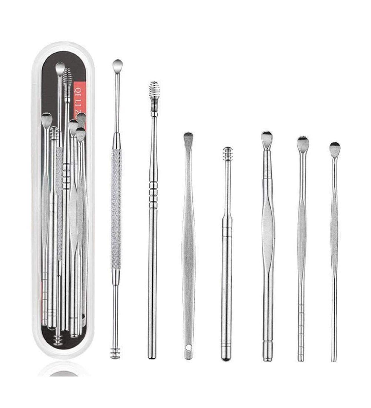 7Pcs/Set Stainless Steel Ear Wax Pickers Ear Cleaner Curette Spoon Tool Kit - Buy Online on GoSupps.com