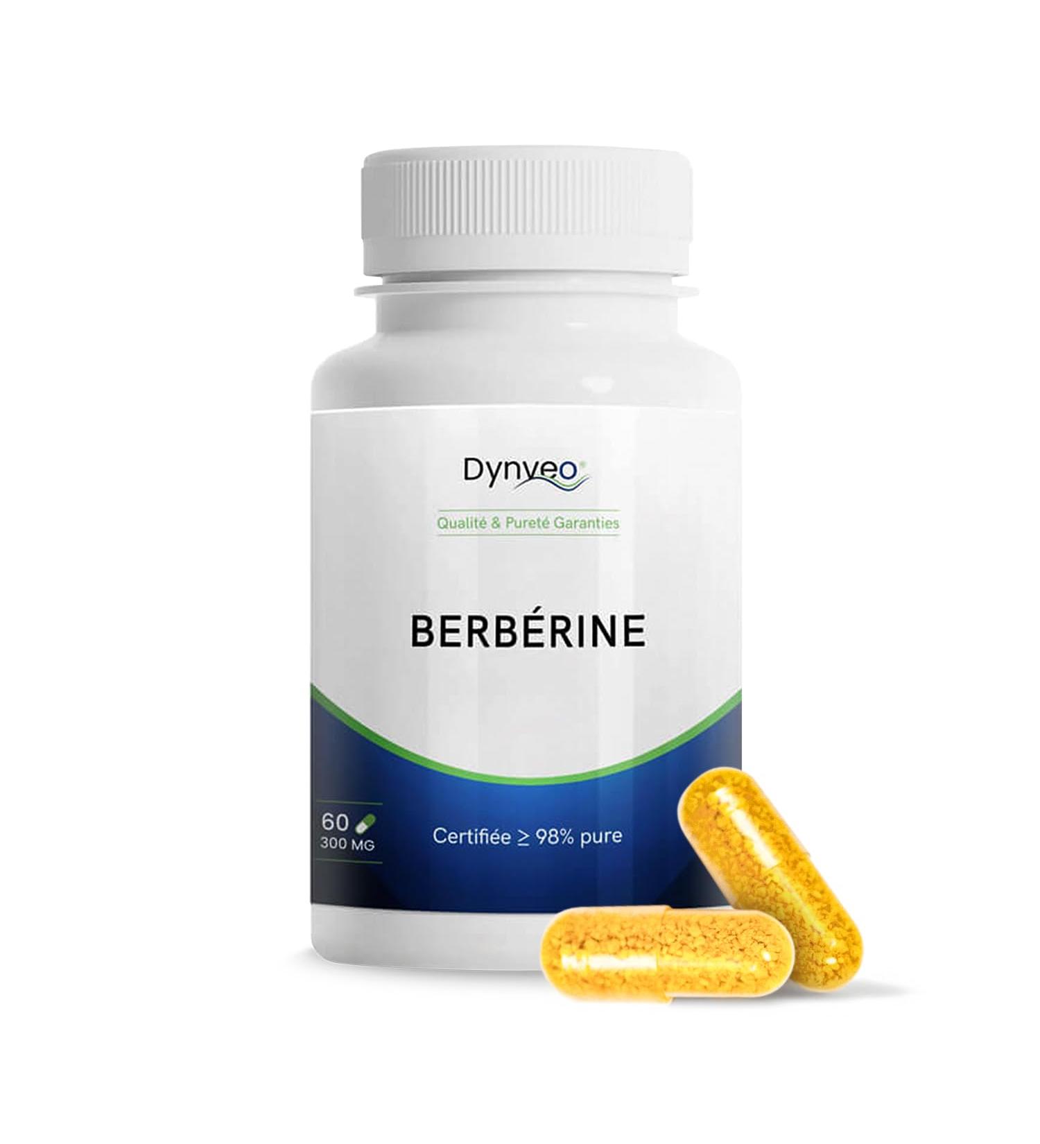 Berberine Pure concentrated 98% - Berberis Aristata extract - 60 capsules of 300 mg - Blood glucose & cholesterol regulated - High grade of Berberine Stabilized Hcl - No Additives & Vegan - Dynveo - Buy Online on GoSupps.com