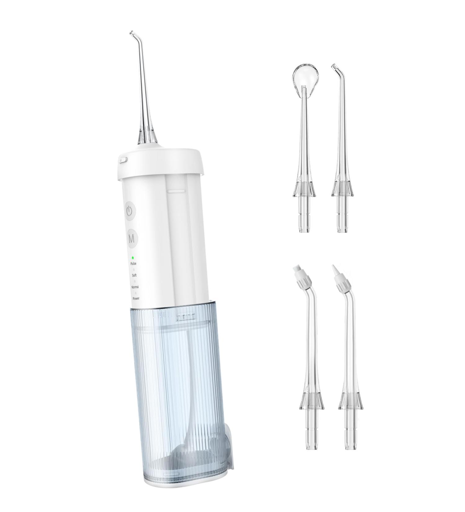 NewWay Portable Water Dental Flosser - Rechargeable Oral Irrigator with 4 Tips Waterproof Teeth Cleaner for Home & Travel - Buy Online on GoSupps.com