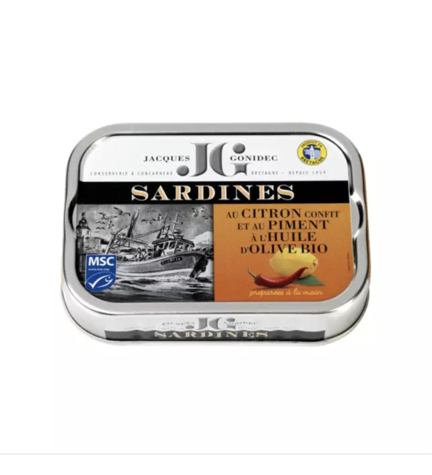 JACQUES GONIDEC - SARDINES LEMON CHILI OLIVE OIL 115G