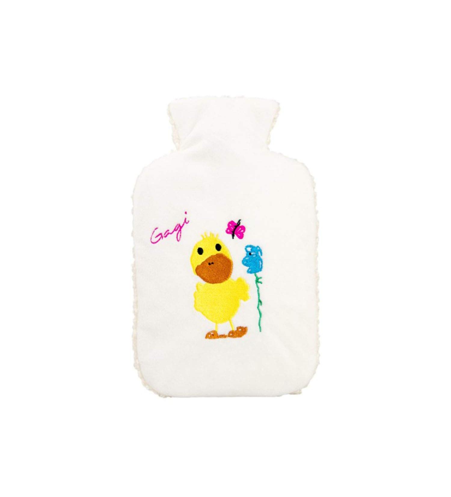Hugo Frosch Eco-Hot Water Bottle for Kids 0.8L - Duck Gagi White Fleece Cover | International Shipping - Buy Online on GoSupps.com